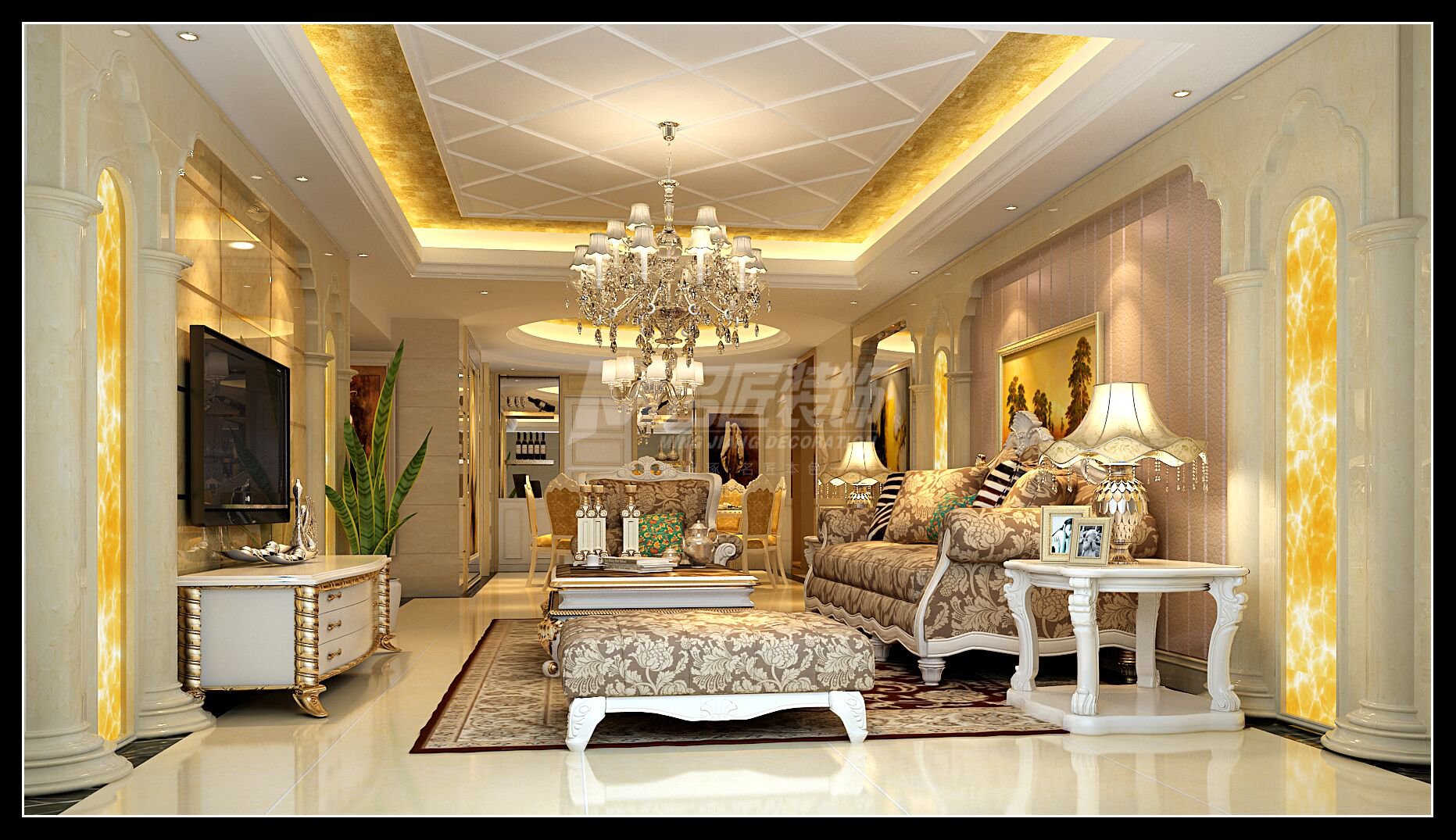 廣州市凱旋新世界歐式風格四居室裝修案例