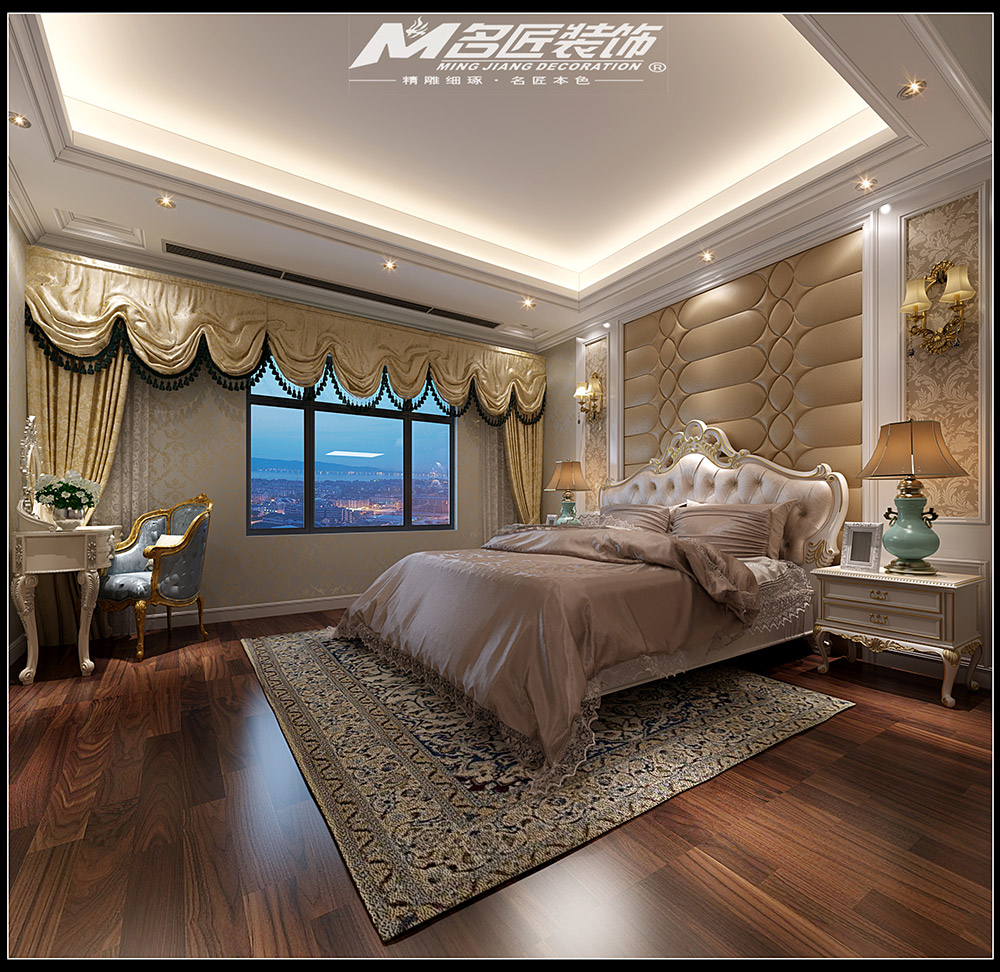 輕奢風格室內裝修效果圖-新壇自建樓平層250平米-次臥 輕奢風格室內裝修效果圖-新壇自建樓平層250平米-次臥