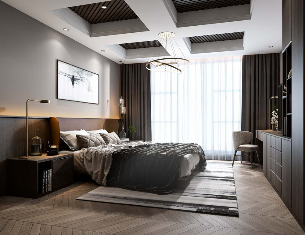 裝修公司現代輕奢風格別墅裝修效果圖-客臥 裝修公司現代輕奢風格別墅裝修效果圖-客臥