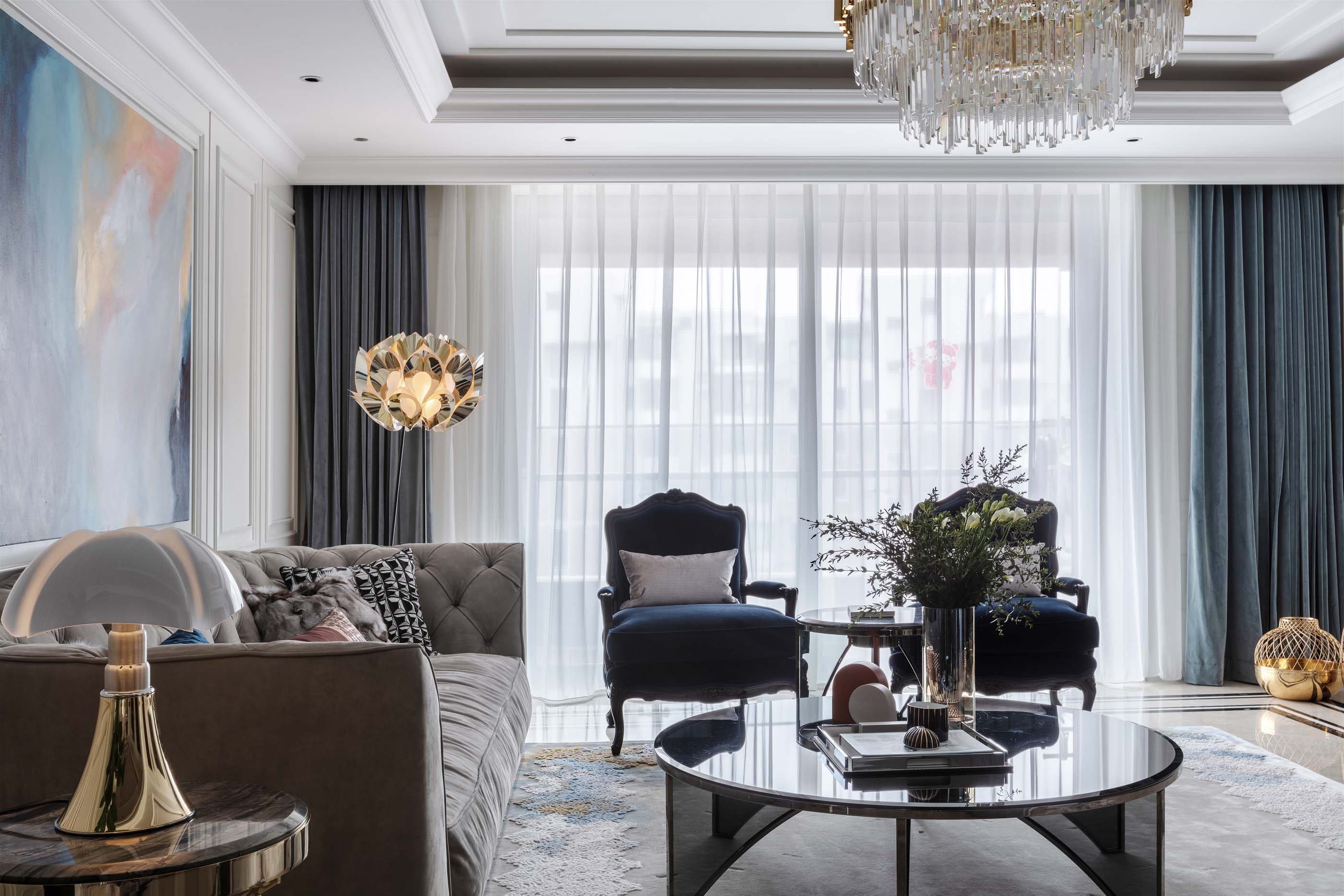 現代輕奢風格室內家裝案例效果圖-客廳沙發 現代輕奢風格室內家裝案例效果圖-客廳沙發