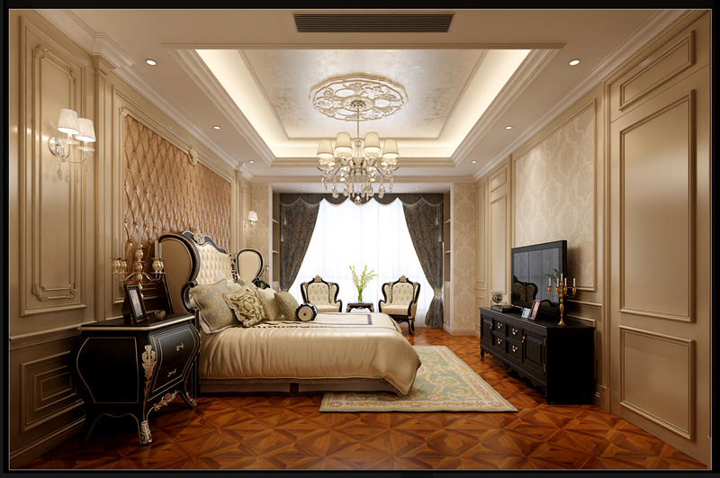 佛山市時代南灣歐式風格三居室裝修案例