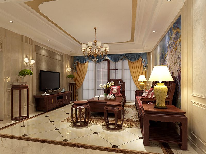 茂名市碧桂園鳳凰城新中式風格三居室裝修案例