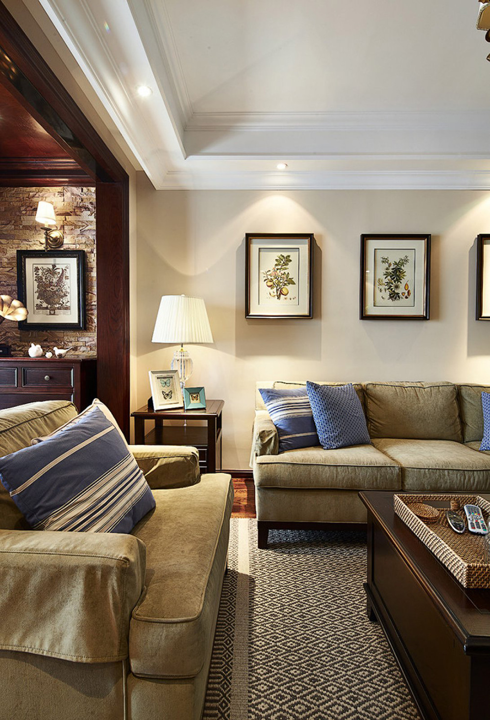 田園風格室內裝修效果圖-新會駿景灣豪庭三居130平米-客廳沙發(fā) 田園風格室內裝修效果圖-新會駿景灣豪庭三居130平米-客廳沙發(fā)