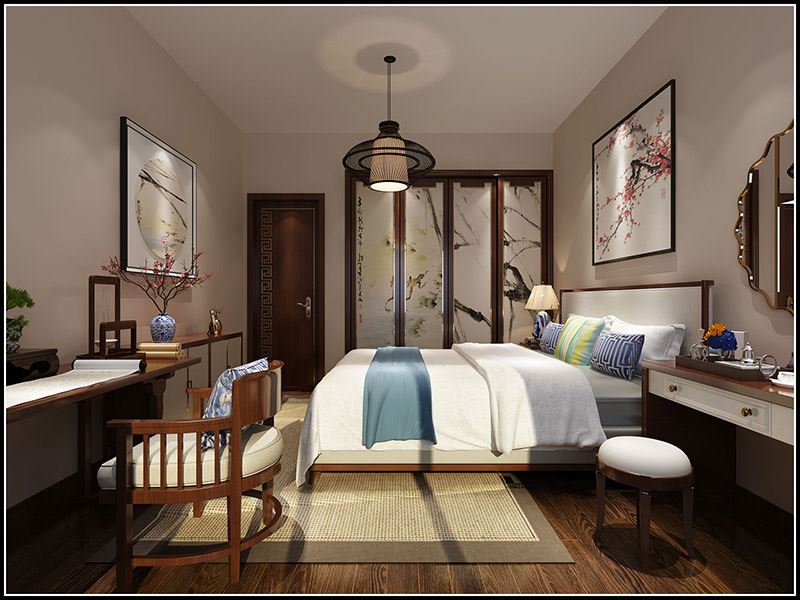 佛山市時代南灣新中式風格二居室裝修案例