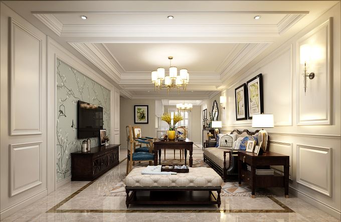 連云港市秀逸蘇杭東苑美式風格四居室裝修案例