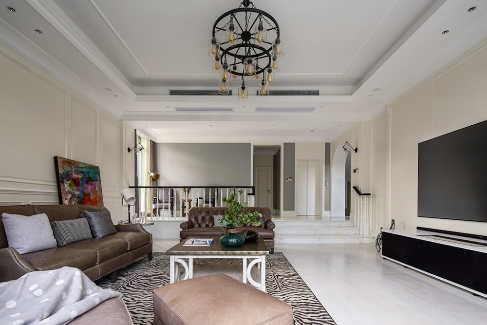 現(xiàn)代美式風(fēng)格別墅家裝案例效果圖-客廳 現(xiàn)代美式風(fēng)格別墅家裝案例效果圖-客廳