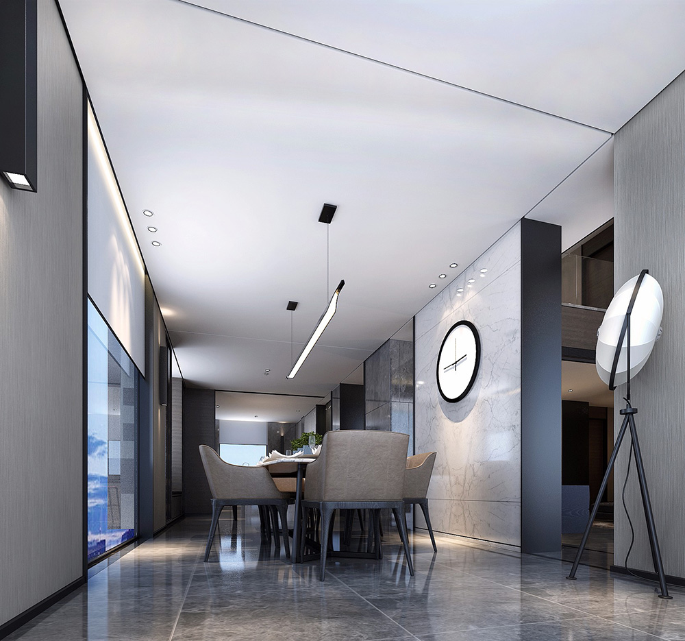 黑白灰現代簡約風格室內裝修效果圖-佛山天湖酈都別墅420平米-別墅餐廳裝修 黑白灰現代簡約風格室內裝修效果圖-佛山天湖酈都別墅420平米-別墅餐廳裝修