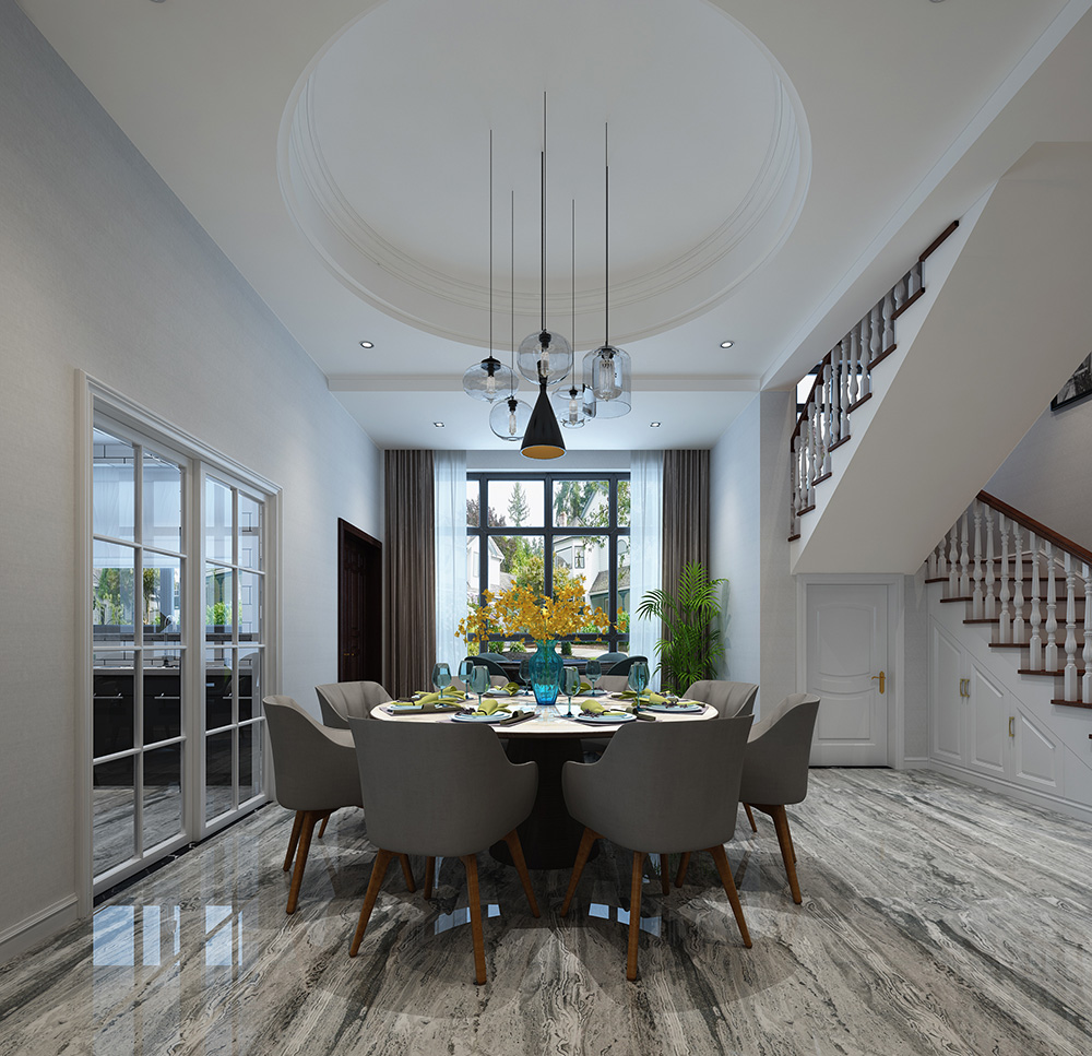 裝修公司現代簡約風格別墅裝修效果圖-餐廳