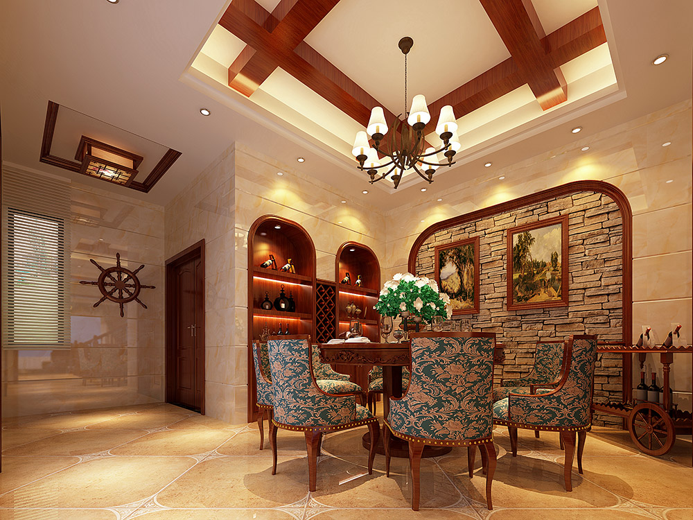 華達新城四居204平米美式風格裝修案例-餐廳 華達新城四居204平米美式風格裝修案例-餐廳