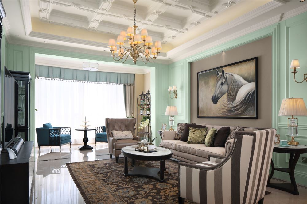 江門市長福街住宅樓美式風格三居室裝修案例