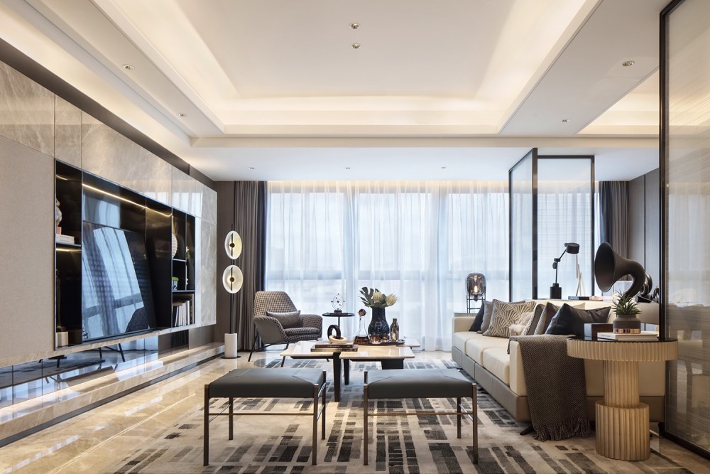現代輕奢風格室內設計家裝案例-客廳 現代輕奢風格室內設計家裝案例-客廳