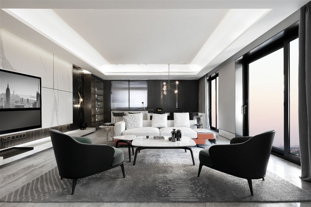 佛山市方直&middot;瓏湖灣輕奢風格三居室裝修案例