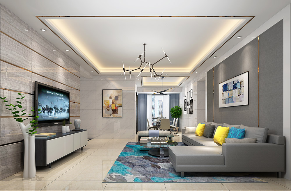 現代簡約風格室內裝修設計效果圖-龍光水悅熙園三居145平米-室內裝修設計客廳 現代簡約風格室內裝修設計效果圖-龍光水悅熙園三居145平米-室內裝修設計客廳