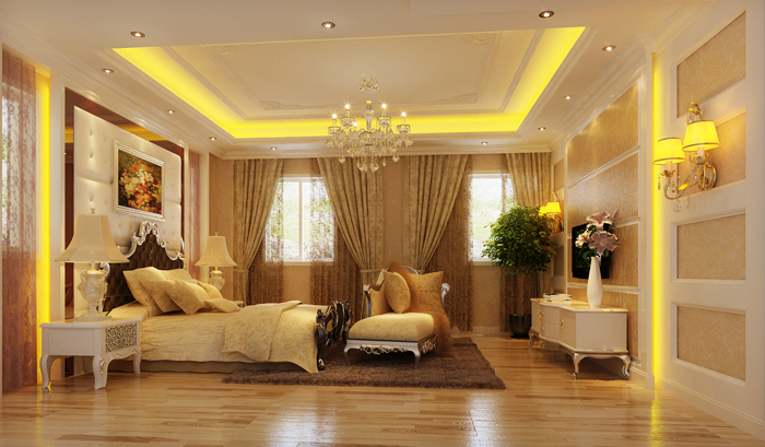 佛山裝修公司現代歐式風格別墅裝修效果圖-主臥 佛山裝修公司現代歐式風格別墅裝修效果圖-主臥