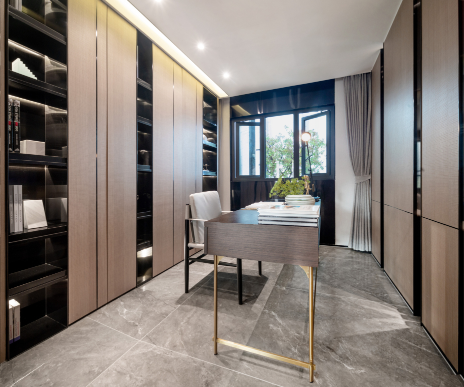 低調(diào)輕奢風(fēng)格室內(nèi)家裝案例效果圖-書房 低調(diào)輕奢風(fēng)格室內(nèi)家裝案例效果圖-書房