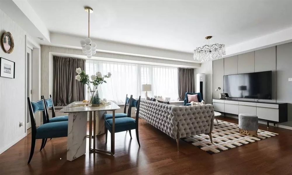 湛江市藍天花園美式風格三居室裝修案例