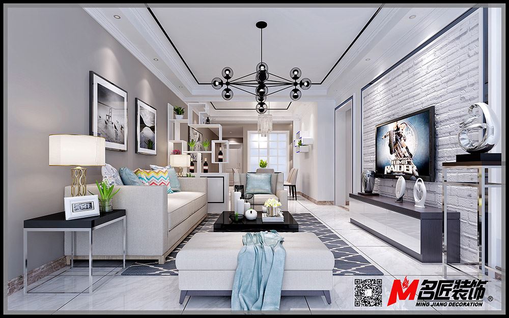 河源市鴻大城現代簡約風格三居室裝修案例