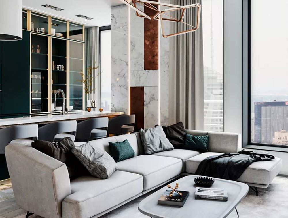 佛山市翡翠西江現代簡約風格二居室裝修案例