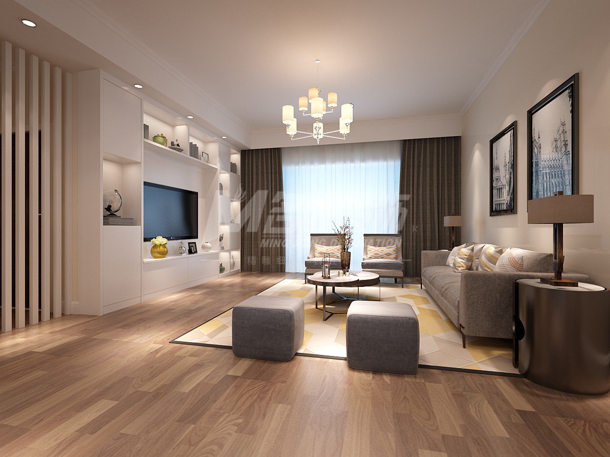 嘉興市高橋陽光城現代風格三居室裝修案例