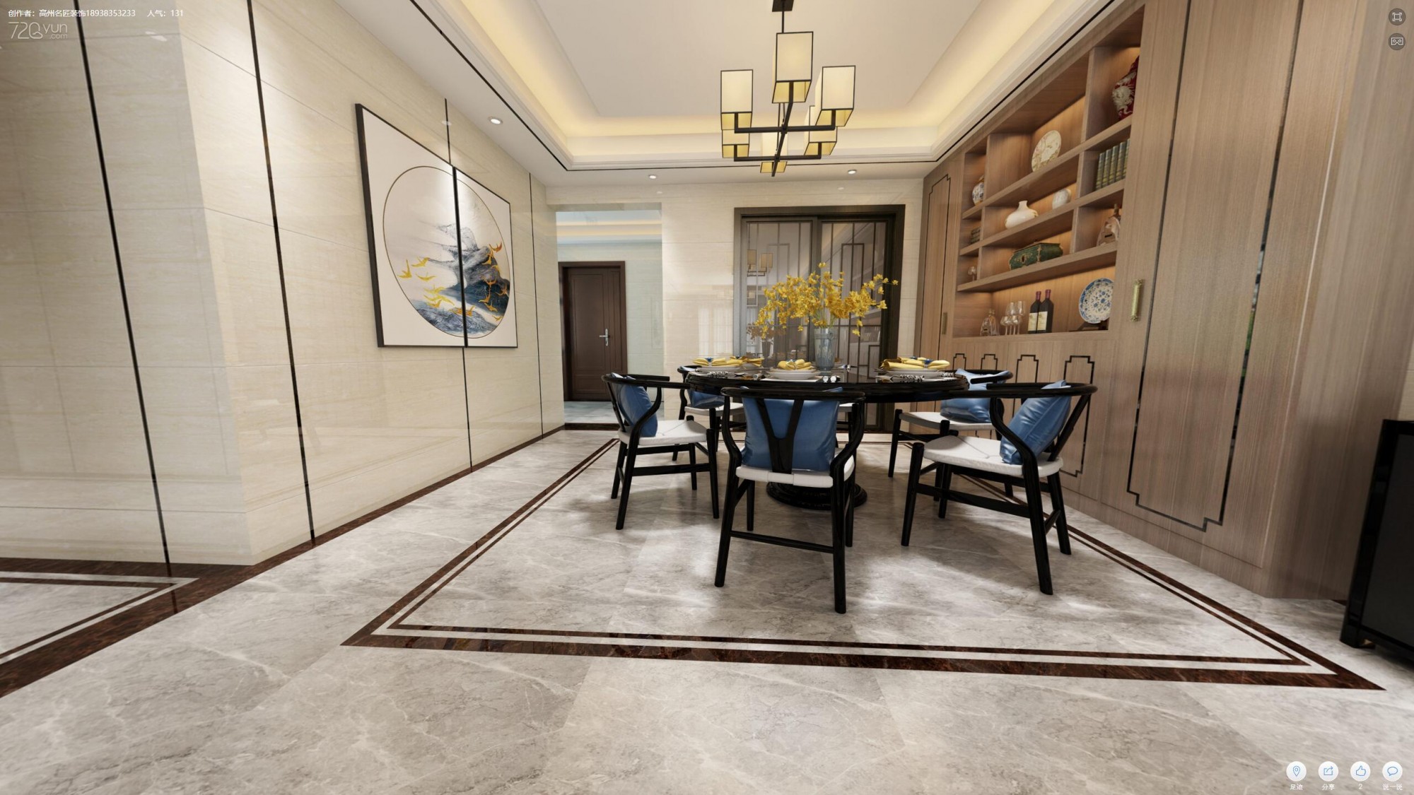 佛山市鵬瑞&middot;三龍灣1號(hào)新中式風(fēng)格三居室裝修案例