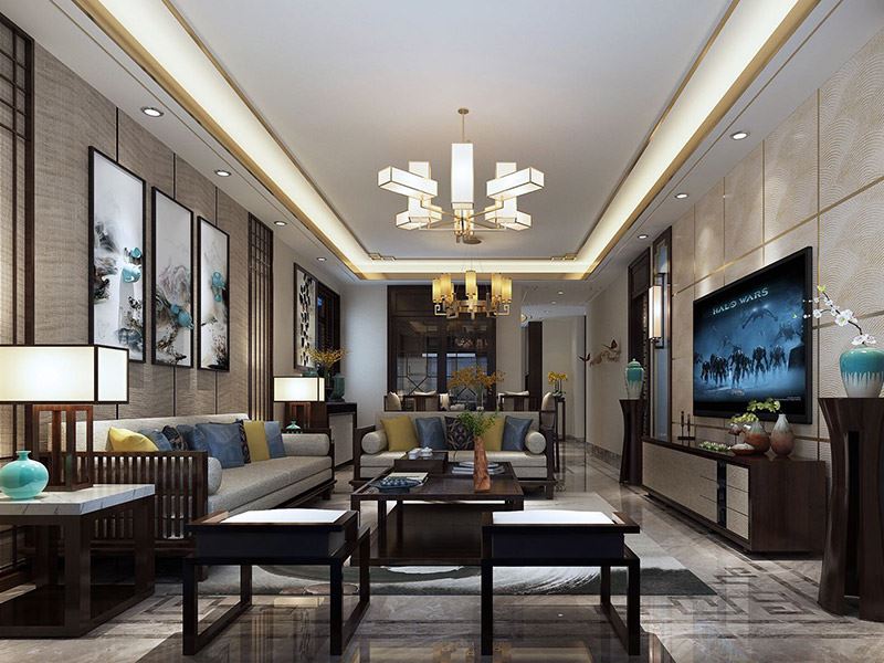 自貢市桂花居委會16組小區新中式風格別墅裝修案例