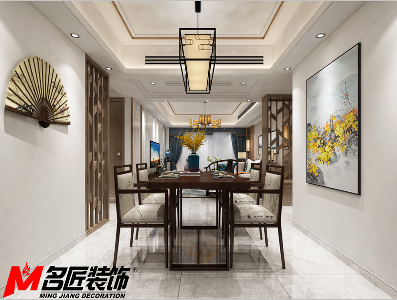 德陽市嘉銘悅城新中式風格三居室裝修案例