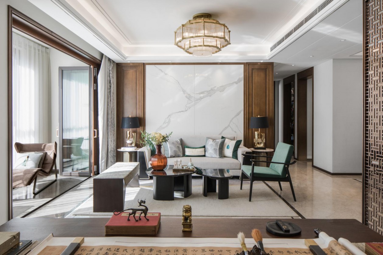 新中式風格室內家裝案例效果圖-客廳 新中式風格室內家裝案例效果圖-客廳