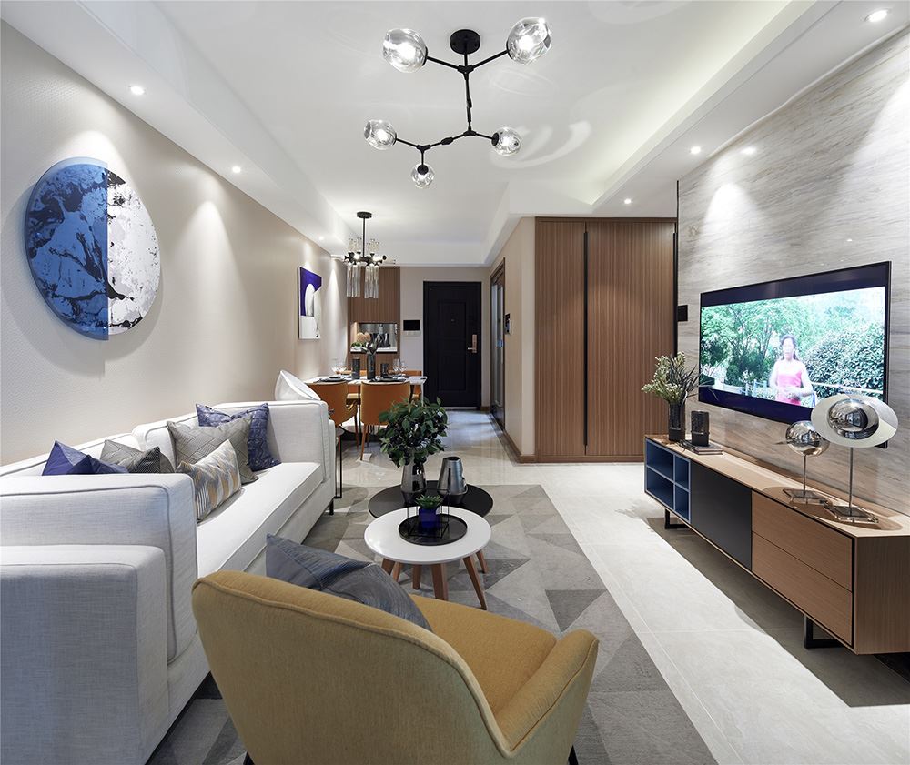 南寧市振寧現代魯班現代風格三居室裝修案例