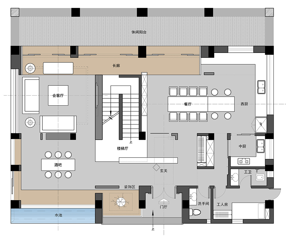 現代極簡風格別墅裝修設計效果圖-迎江"逸"墅·碧桂園-別墅裝修設計一樓平面圖 現代極簡風格別墅裝修設計效果圖-迎江"逸"墅·碧桂園-別墅裝修設計一樓平面圖