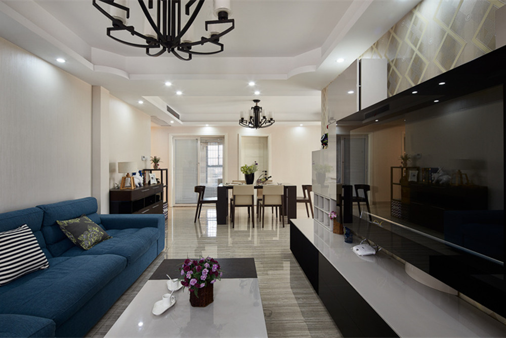 嘉興市優優濱海現代簡約風格三居室裝修案例