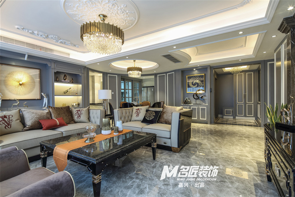 嘉興市高橋陽光城輕奢風格三居室裝修案例