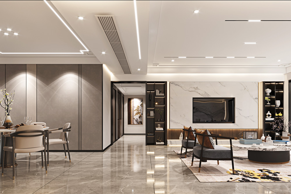 汕頭市華潤中心新中式風格四居室裝修案例