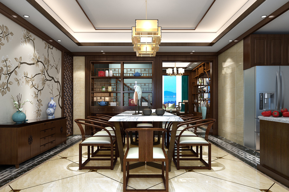 惠州市九洲玉帶灣新中式風格別墅裝修案例