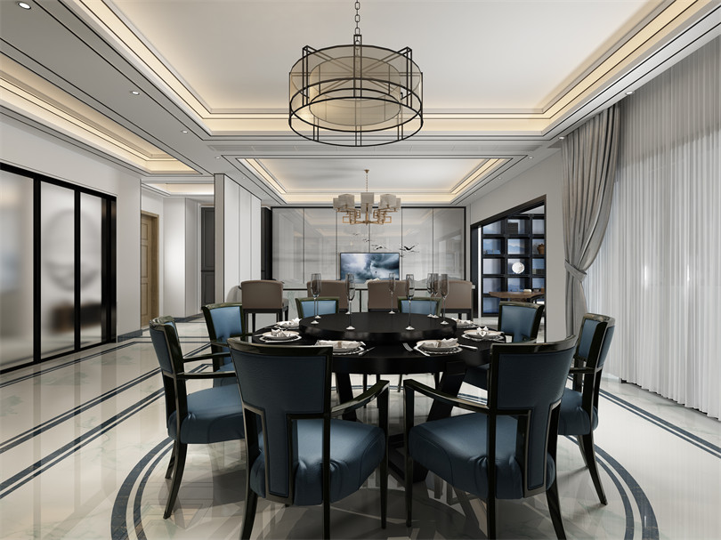 廣州市美林湖畔新中式風格四居室裝修案例