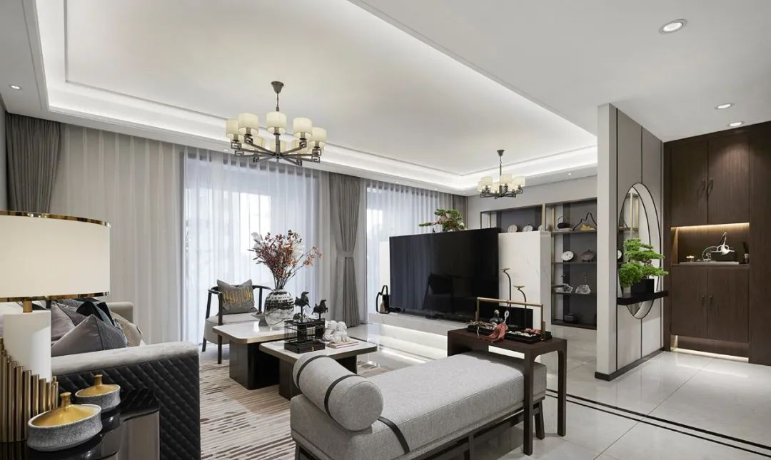 廣州市盈彩美居新中式風(fēng)格三居室裝修案例