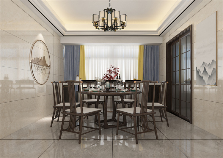 廣州市海富花園新中式風格四居室裝修案例