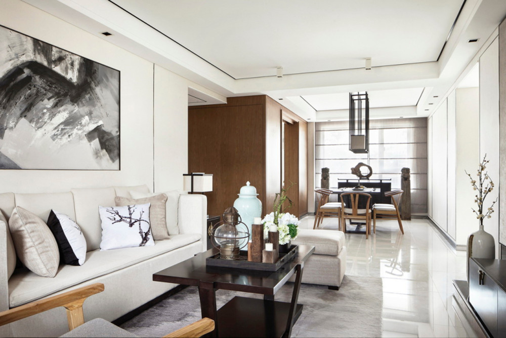 廣州市東華西路小區新中式風格三居室裝修案例