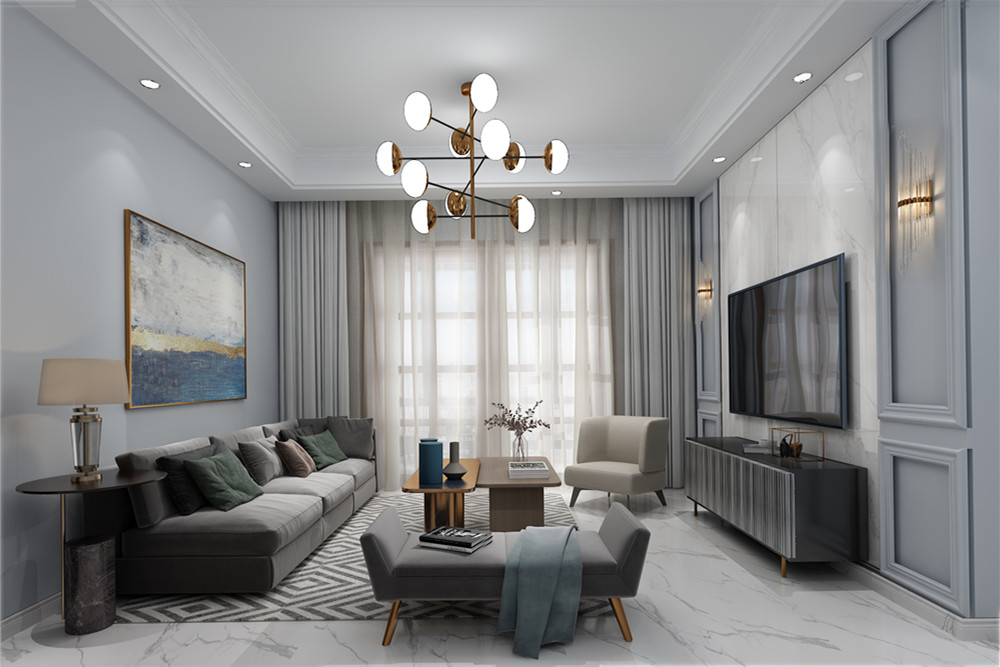 南寧市南寧恒大華府現代簡約風格三居室裝修案例