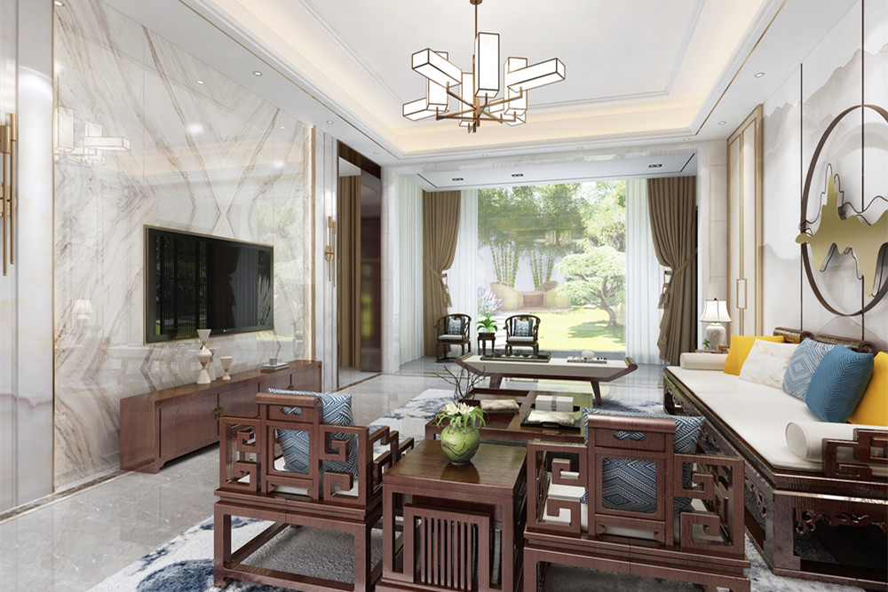 中山301平米以上新中式風格遠洋城沁山裝修設計案例