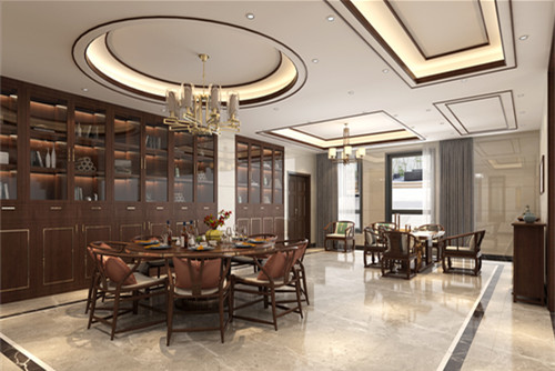 玉林市東湖一號新中式風格四居室裝修案例