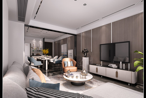 玉林市清景巷輕奢風格三居室裝修案例