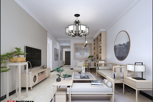 梧州市白云堡花園新中式風格三居室裝修案例