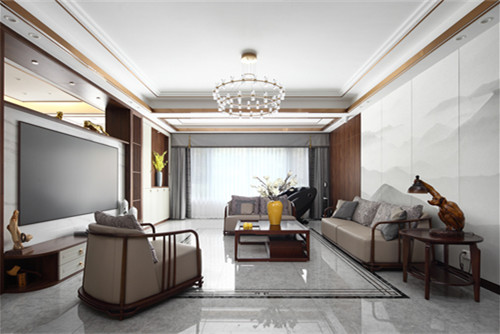 德陽市安康嘉苑新中式風(fēng)格三居室裝修案例