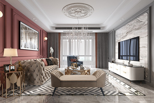 淮安市杰人樓輕奢風格三居室裝修案例