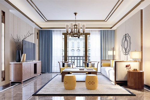 泰州市晨陽社區(qū)新中式風格四居室裝修案例