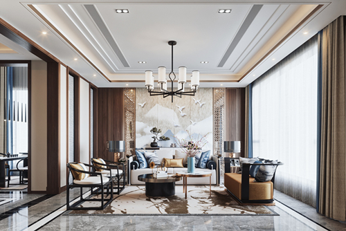 陽江市正德玥瓏灣新中式風格別墅裝修案例