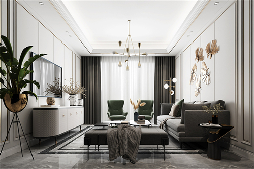 遂寧市中梁大唐&middot;壹號院輕奢風格三居室裝修案例