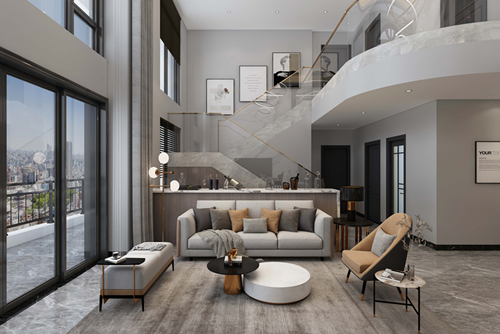 江門市萬科翡翠中央輕奢風格復式裝修案例