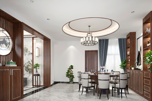 韶關市天御華府新中式風格別墅裝修案例