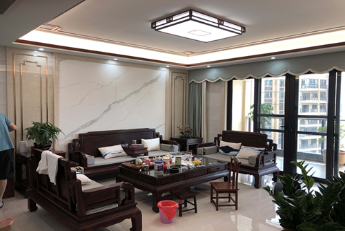 河源市龍光城新中式風格三居室裝修案例